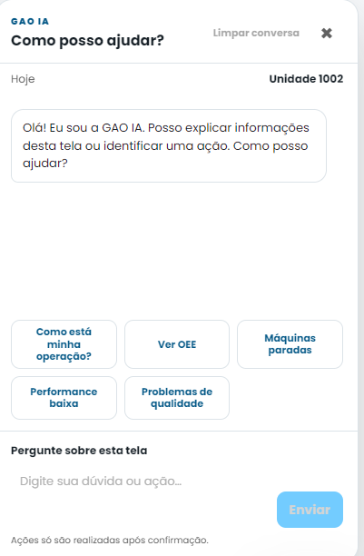 GAO IA pronta para receber uma pergunta sobre a operação